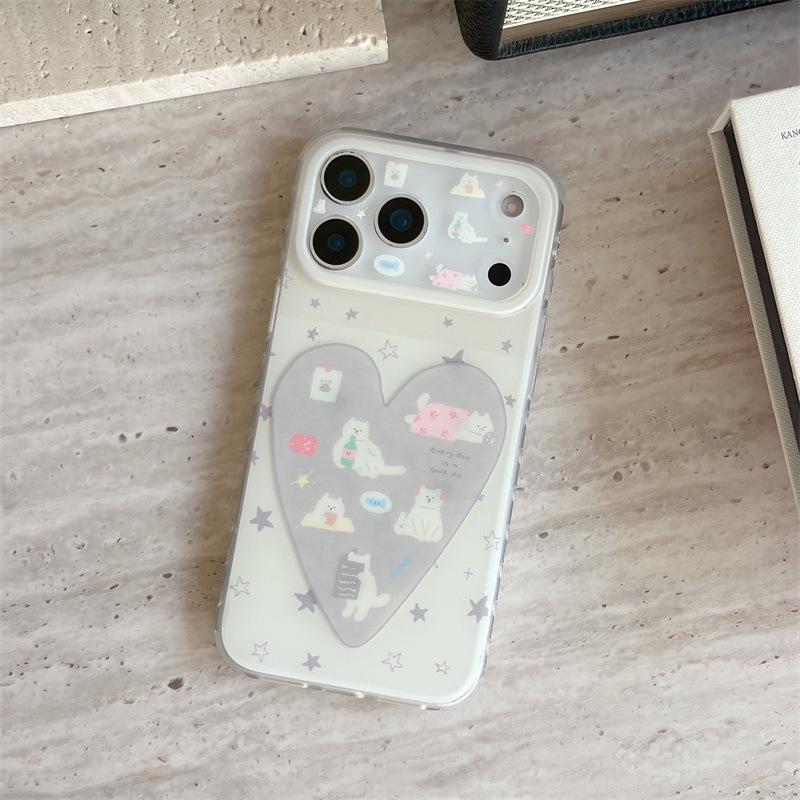 

Soft Cute Star Heart Kitten Phone Case for iPhone 17/16 Pro Max/15/14 16 Pro Max