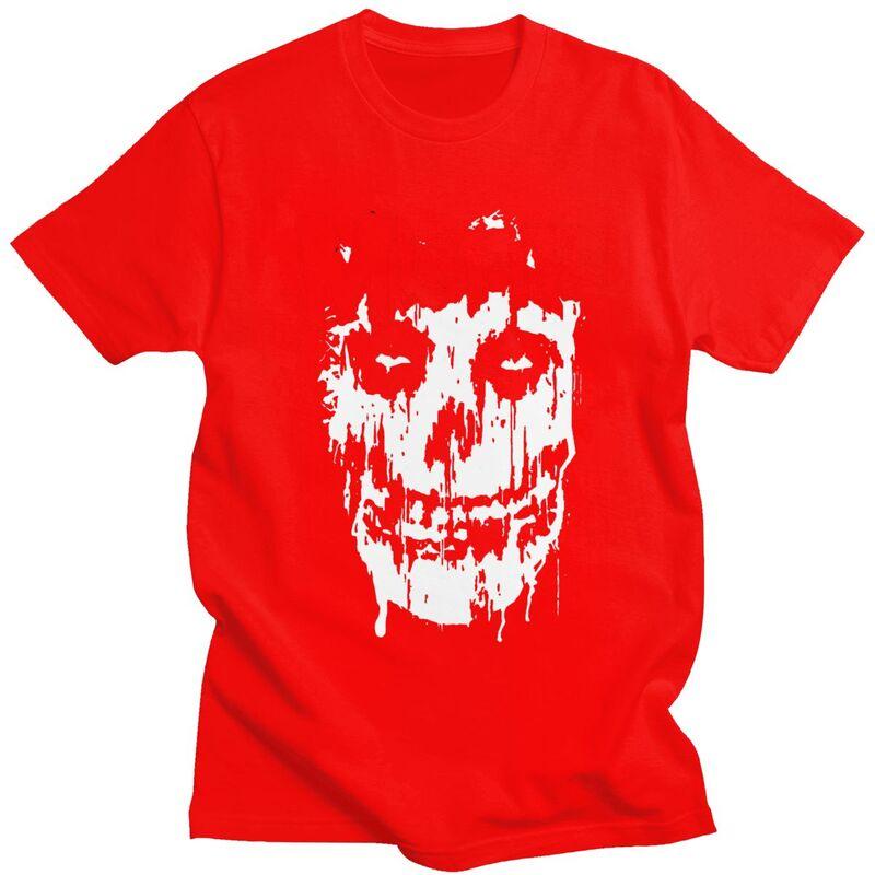 Custom Male Horror Punk Rock Misfits Skull T Shirt Short Sleeve Cotton Tshirt Classic Tshirt Leisure Tees Loose Fit Clothes