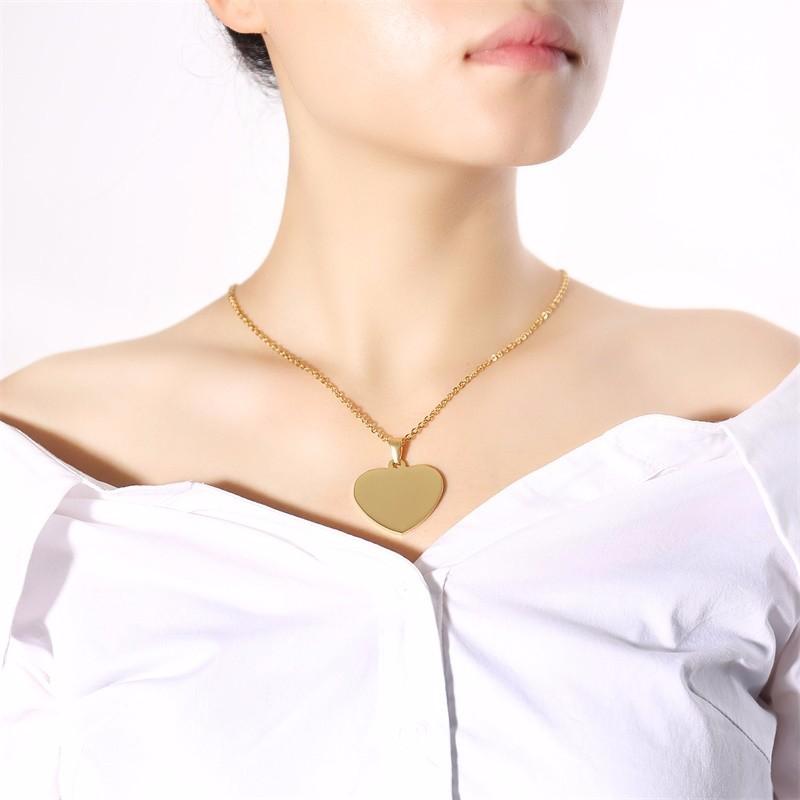 Xiaomi Vnox Simple Heart Pendants for Women Men Necklace Plain Stainless Steel Choker Classic Unisex Jewelry