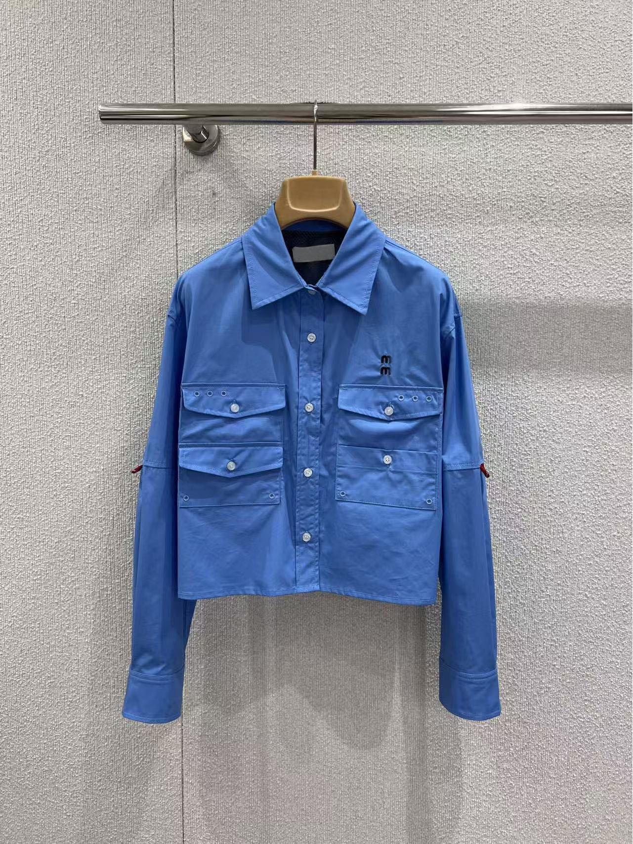 Spring 2026 Women s Polo Collar Loose Shirt with Letter Embroidery - M Brand Collection Medium