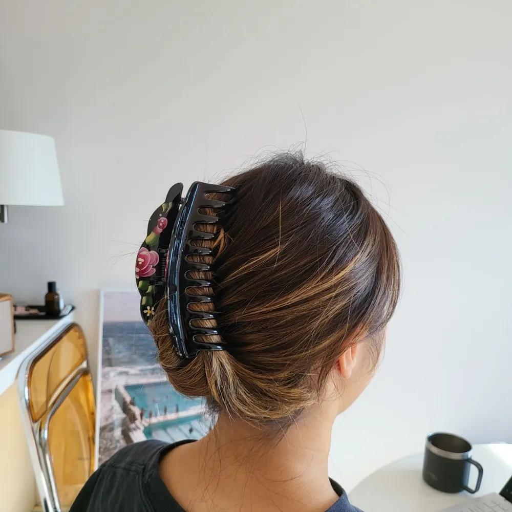 Flower design transparent hair king hair clip hairpin purple