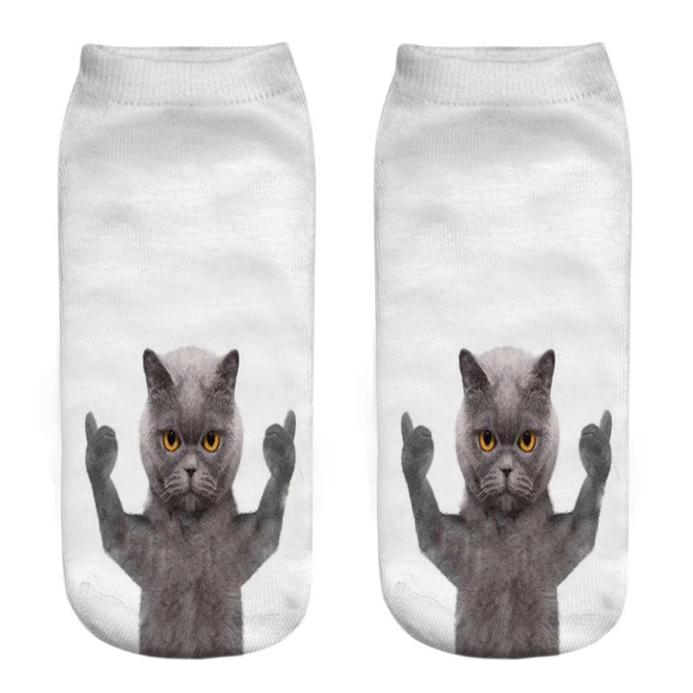 New  3D Print Funny Cute Cartoon Kitten Unisex Short Socks Creative Colorful Multiple Cat Happy Low Ankle Socks For Women