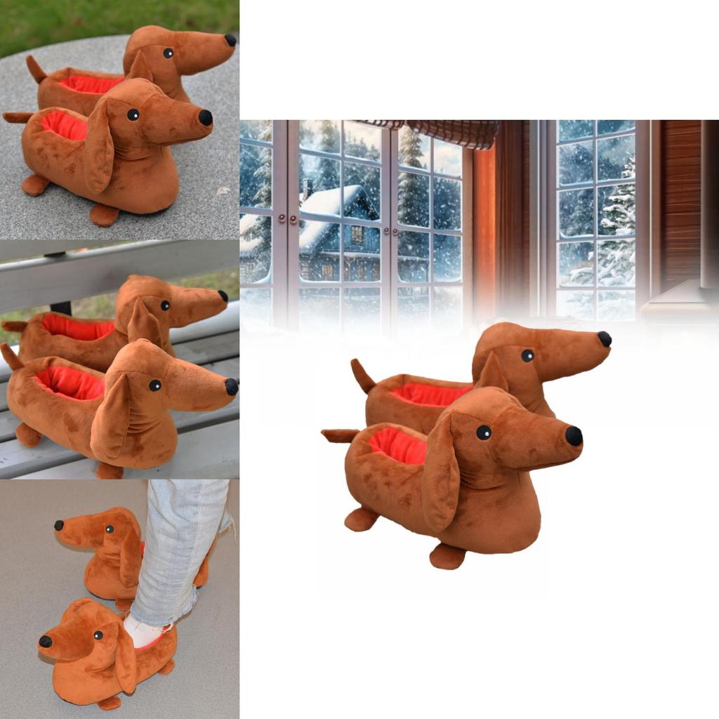 Adorable Dachshund Plush Slippers Cozy Cartoon Design For Comfortable Home Use