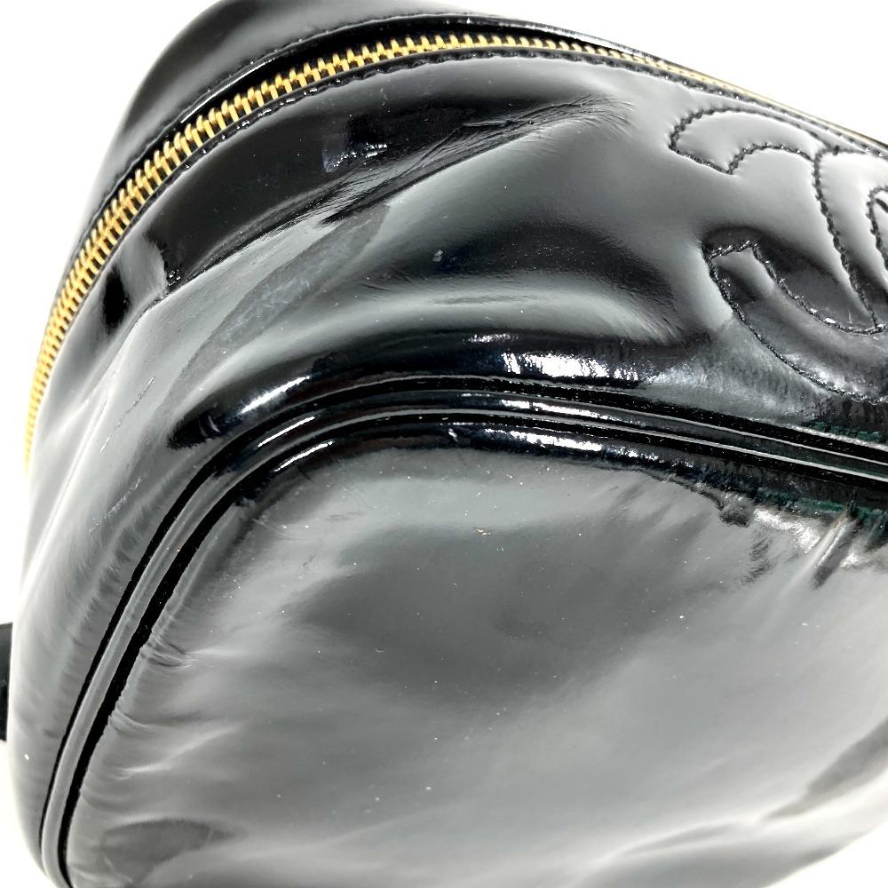CHANEL Monogram Vanity bag CC CC Mark logo Bag Hand Bag Hand Bag enamel Black