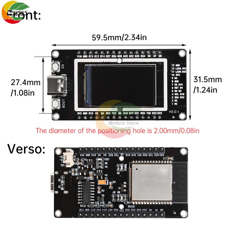 Esp32 1.9-inch 1.14-Inch Lcd Screen Wifi Bluetooth Development Board Onboard Esp-32 Module Type-C Interface