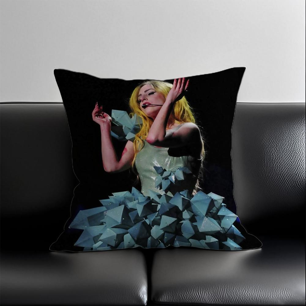 Singer L-Lady Gaga Mayhem Pillow Case Anti-Dustmite Pillowcase Invisible Zipper Silky Short Plush Sofa Cushion Cover