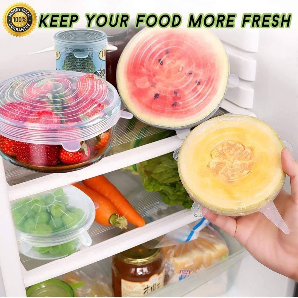 6 Pack Silicone Elastic Lid Cup Accessories Reusable Silicone Lid Food Storage Silicone Bowl Lid 6 Sizes Meet Most Containers