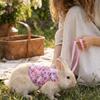 Breathable Pet Rabbit Harness Flower Pattern Rabbit Leash Set Pet Harness and Leash  Outdoor Use