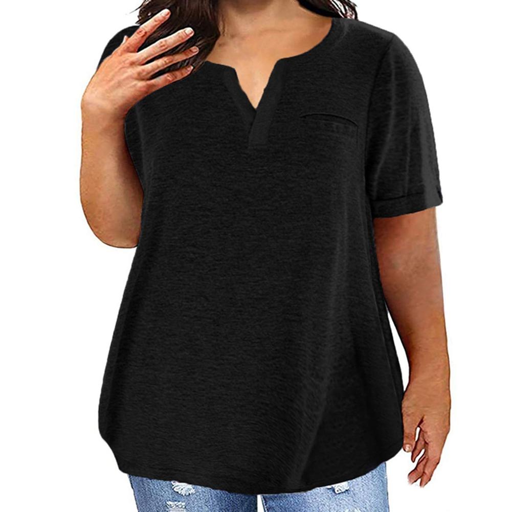

Women s Plus Size Solid Color V-Neck Loose-Fit Casual T-Shirt 4XL