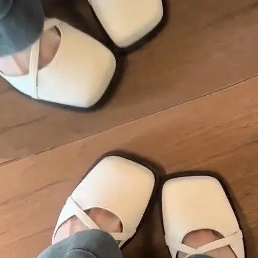 Fashion Designer Cover Toe Women Mary Jane Shoes Fashion Cross Buckle Singbacks Shoes 2025 Spring Female Thick Heel Shoes