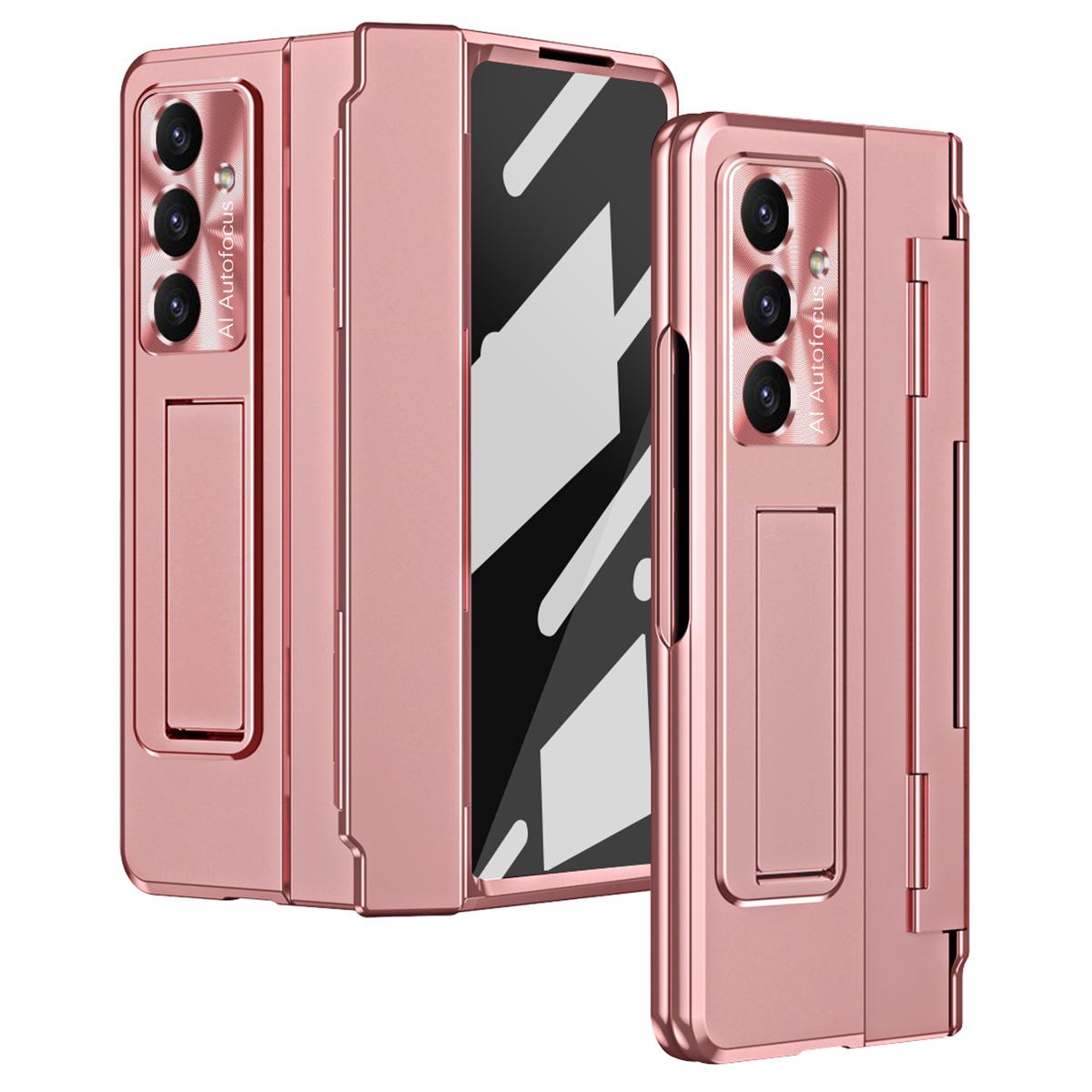 

For Samsung Galaxy Z Fold7 5G Case Hinge Protection Hard PC Phone Cover with Screen Film Gold