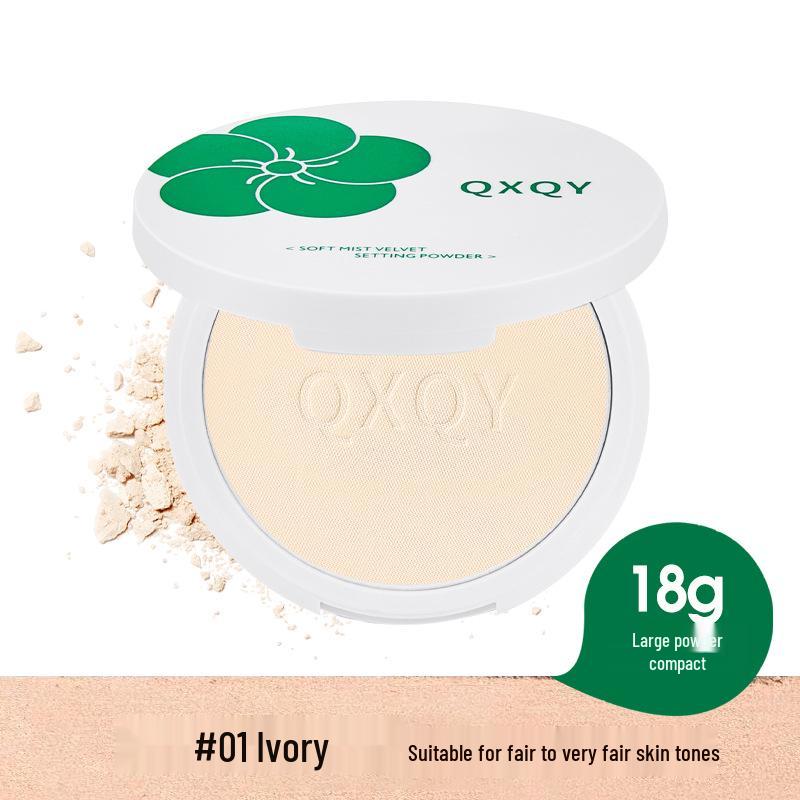QXQY Soft Focus Setting Powder Compact - Lightweight, Moisturizing, Silky Smooth, Easy Application, 18g.