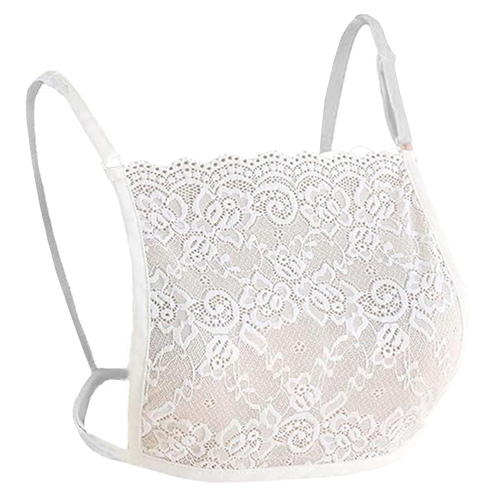 

Women s Lace Anti-Glare Bralette, Adjustable Strap Modesty Panel for Low Neck Tops One Size