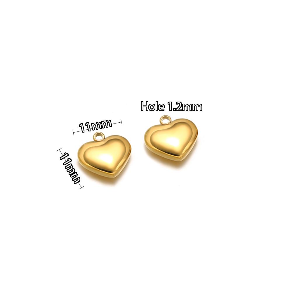 5pcs Stainless Steel New Fashion Three-dimensional Heart Charms Pendants PVD Gold Plated Necklace Homemade Bracelet DIY Jewelry