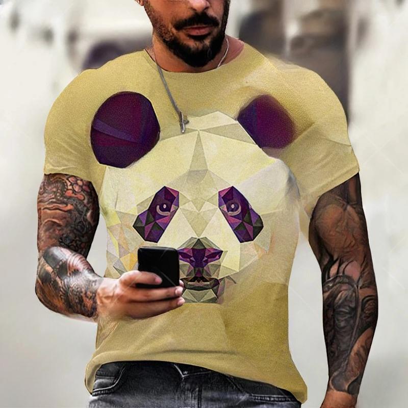 New Fun Animal Panda Pattern Men's T-Shirt Printed T-Shirt Fashion Round Neck Plus Size Short Sleeve Personalized Men's T-Shirts