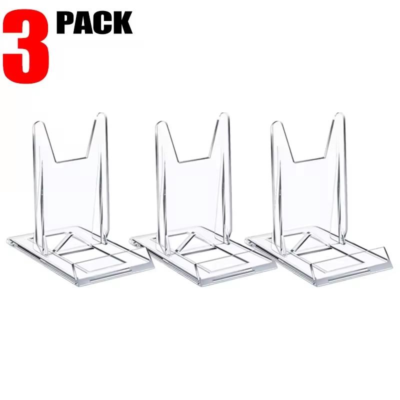 Transparent Display Plate Stand Clear Acrylic Display Stands Small Adjustable Book Purse Badge Shell Wedding Card Holder Tablet