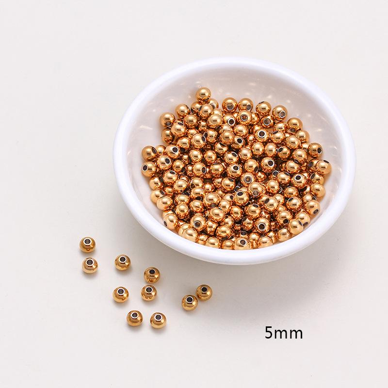18K Gold Color-Preserving Stainless Steel Round Beads for DIY Jewelry and Bracelets.