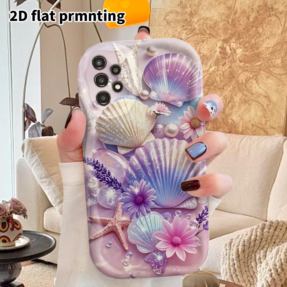 Phone Case: 2D Flat Samsung Galaxy A34 A35 M05 M06 S20 S22 S21 FE Plus 5G Protective Case, Couples Style, Iridescent Shell, Christmas and Halloween Gi