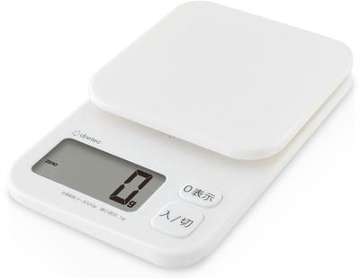 Dretec Digitale Küchenwaage groß weiß [Japanischer Hersteller] 3kg, Display, Tara, Torte,