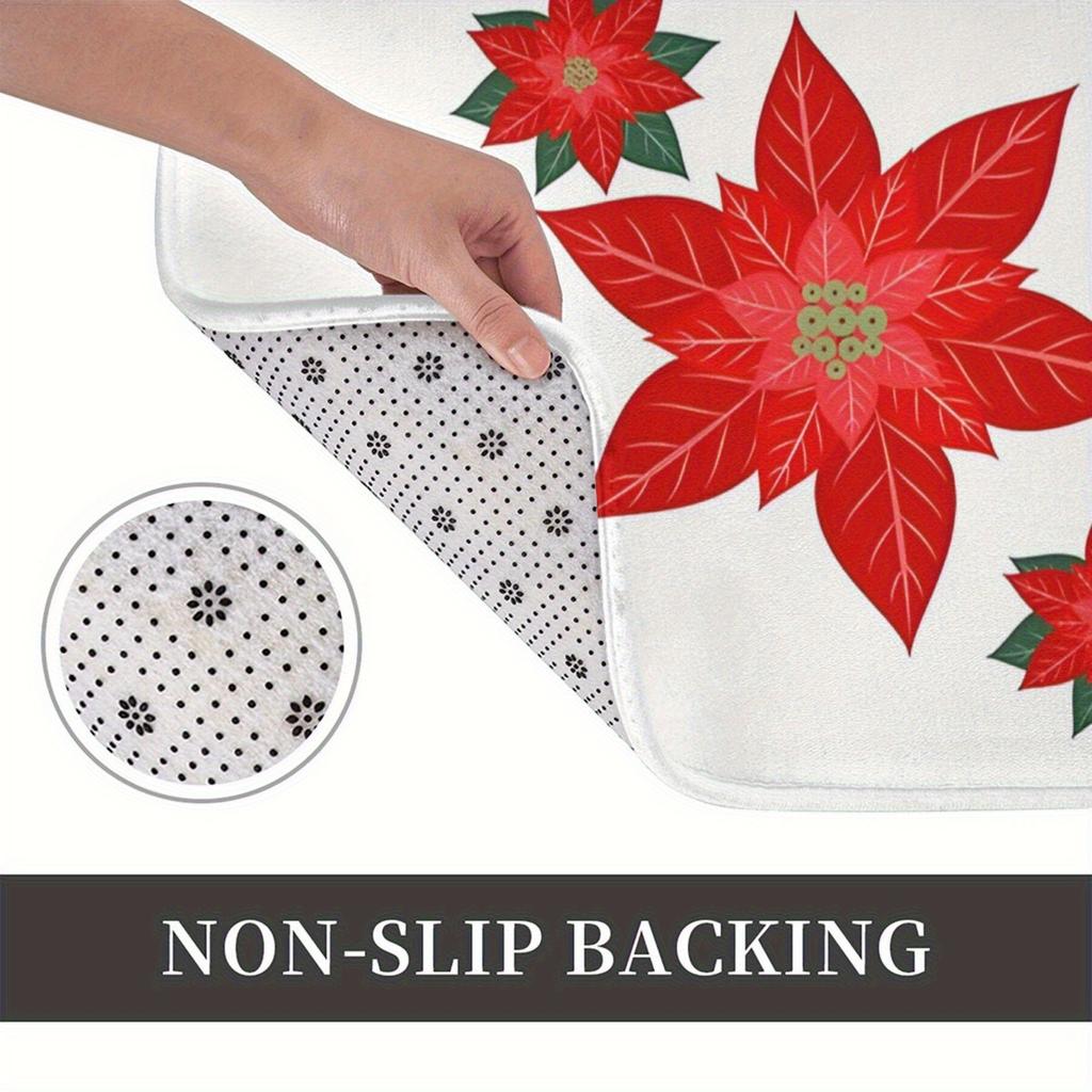 1pc Christmas Floral Bedroom Mat Potted Flower Door Mat Kitchen Carpet Balcony Carpet Home