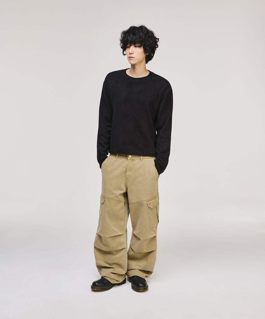 SIGNATURE Crop Rolling Round Knit [Black]
