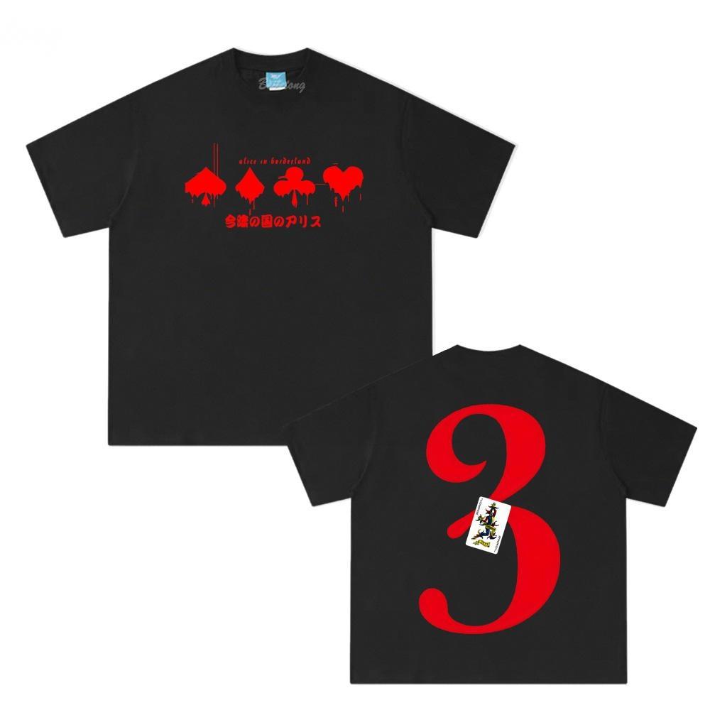 

Alice In Borderland Season 3 T-shirt Summer O-neck Short Sleeve Printing T Shirt 100% Cotton High Quality Short Sleeve Tops S чёрный