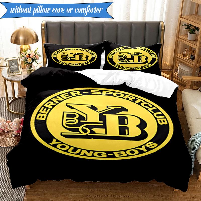 3PCS BSC Football Yellow And Black Unity Bedding Set 2D Printing (Includes 1 Duvet Cover + 2 Pillowcases Coreless), Bedroom decor,Fan gift