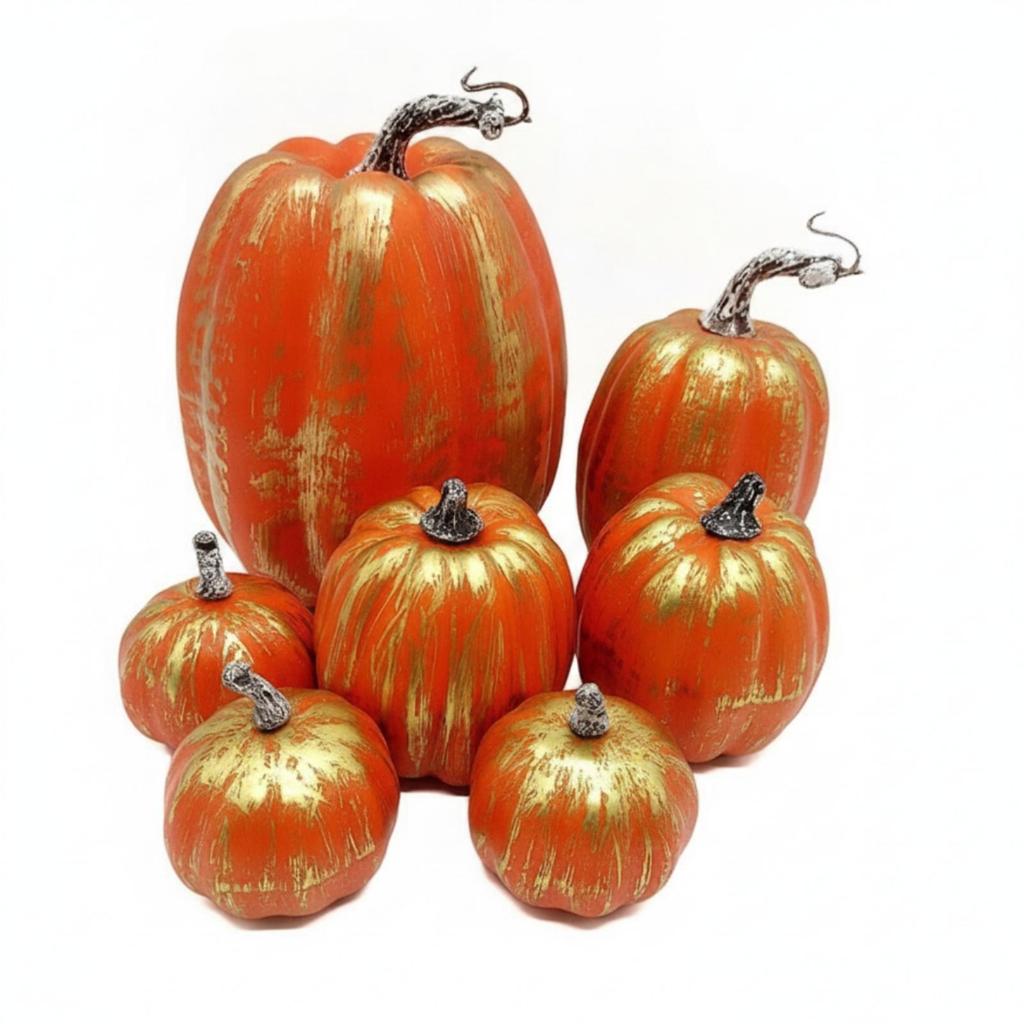 8 Pieces Assorted Artificial Pumpkins Decorative with Faux
