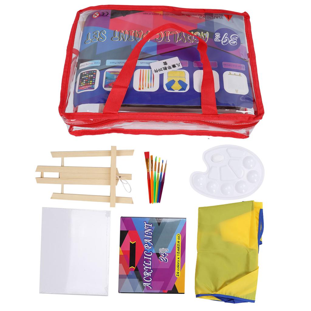 Kids Acrylic Painting Supplies Set Brushes Palette Waterproof Smock Children " S Art Set