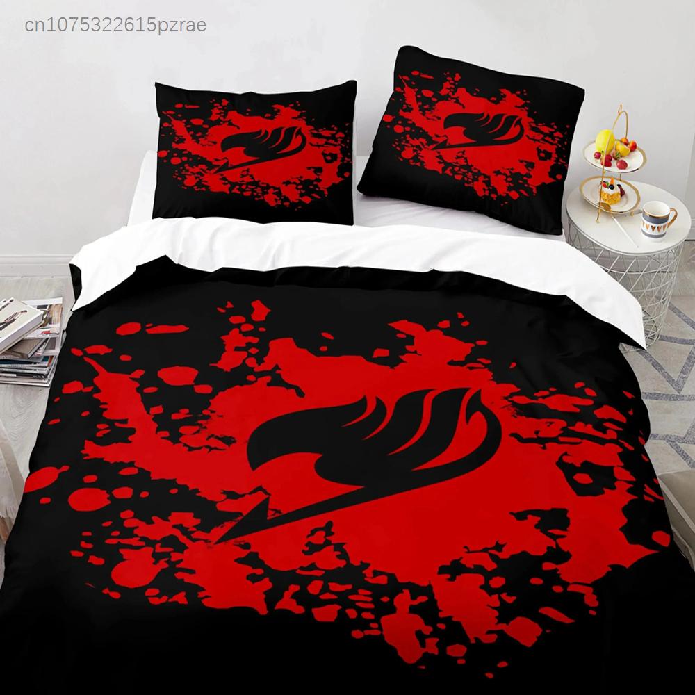 3D Print Fairy Tail Anime Natsu Bedding Set Duvet Cover Bed Set Quilt Cover Pillowcase Comforter King Queen Size Boys Adult