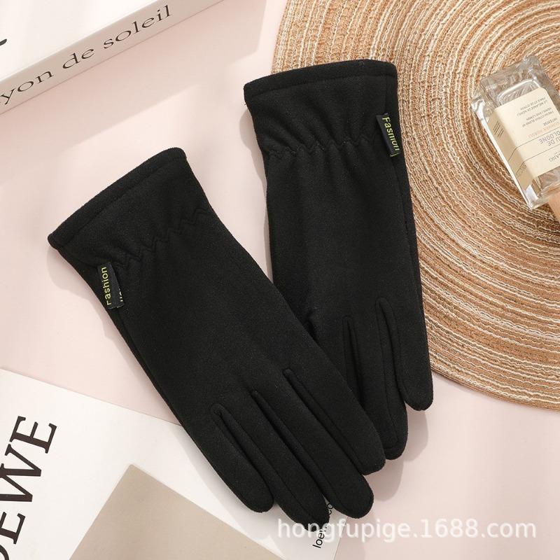 Warm gloves women's fleece cold-proof outdoor riding electric car rabbit down bow autumn and winter gloves