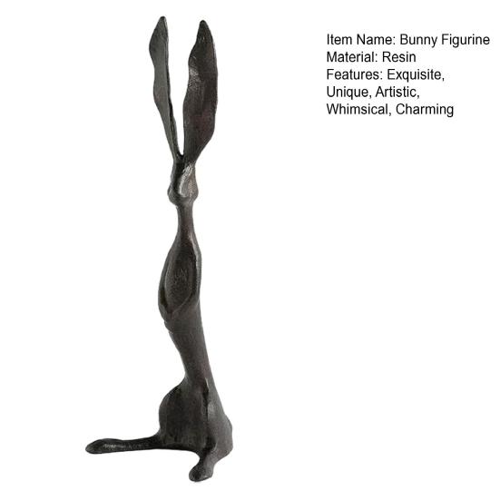 Harpiks Kaninfigur Moderne Stående Kaninstatue Innendørs Påske Bordplate Skulptur for Skrivebord Skap Bokhylle Benkeplate Hjemmebar Kontor Dekor