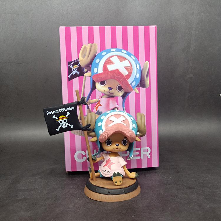 9cm One Piece Figure Anime Chopper With Flag Action Figurine Doll Model Toys PVC Statue Collection Car Decoration Children Gifts
