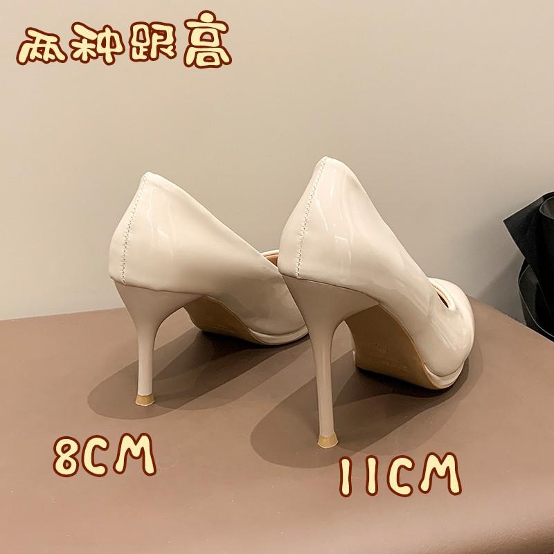 Patent leather sexy women's shoes fashion pointed tip thin heel temperament high heels fairy style simple single shoes woman