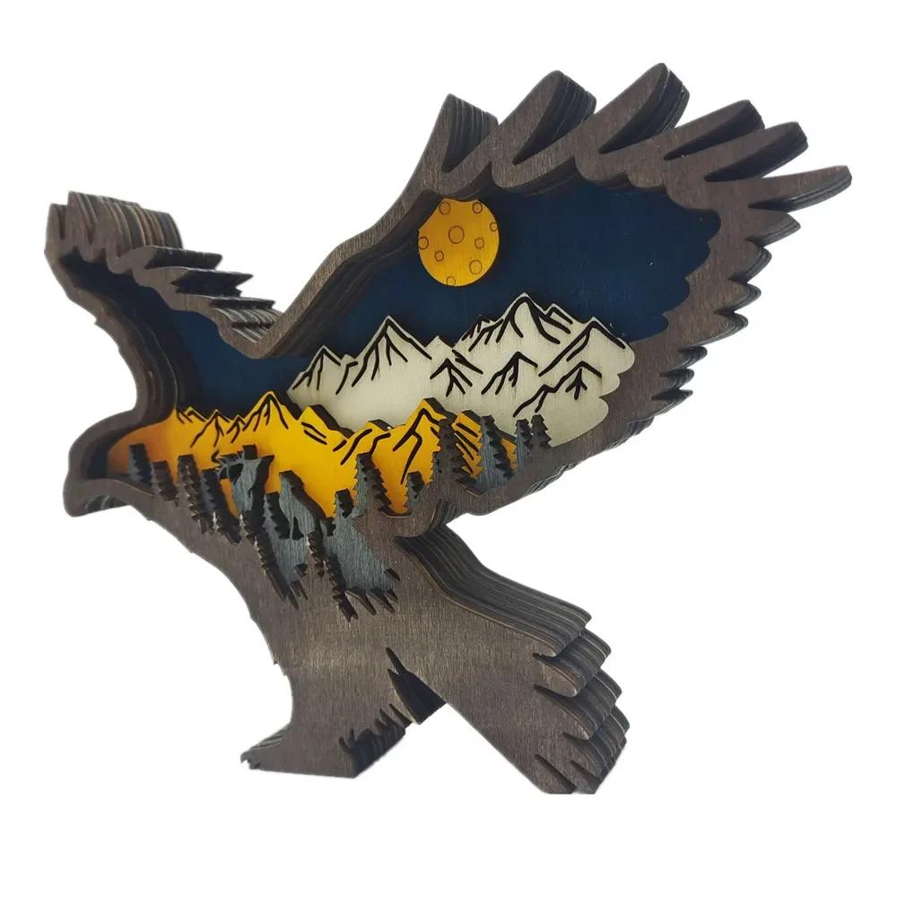 Wolf Totem Tre hul Jul Dyr Kreativitet Skrivebord Hjem Utskjæring Håndverk Dekor LED Stue Dekor Tilbehør