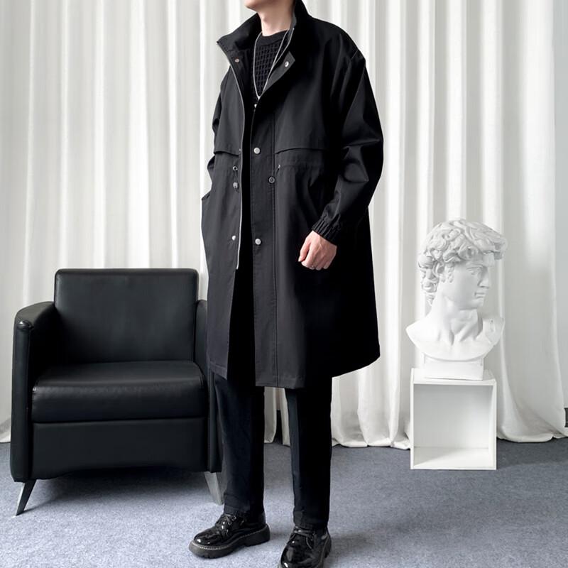 ROMON Men's Business Mid-Length Trench Coat