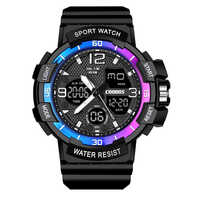 Цифровые спортивные часы для подростков с функцией подсветки, водонепроницаемые, для мальчиков синий