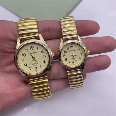 Elastic Steel Band Luminous Quartz Watch - Large Numbers, Non-Waterproof, Matching Couple Style for Elderly