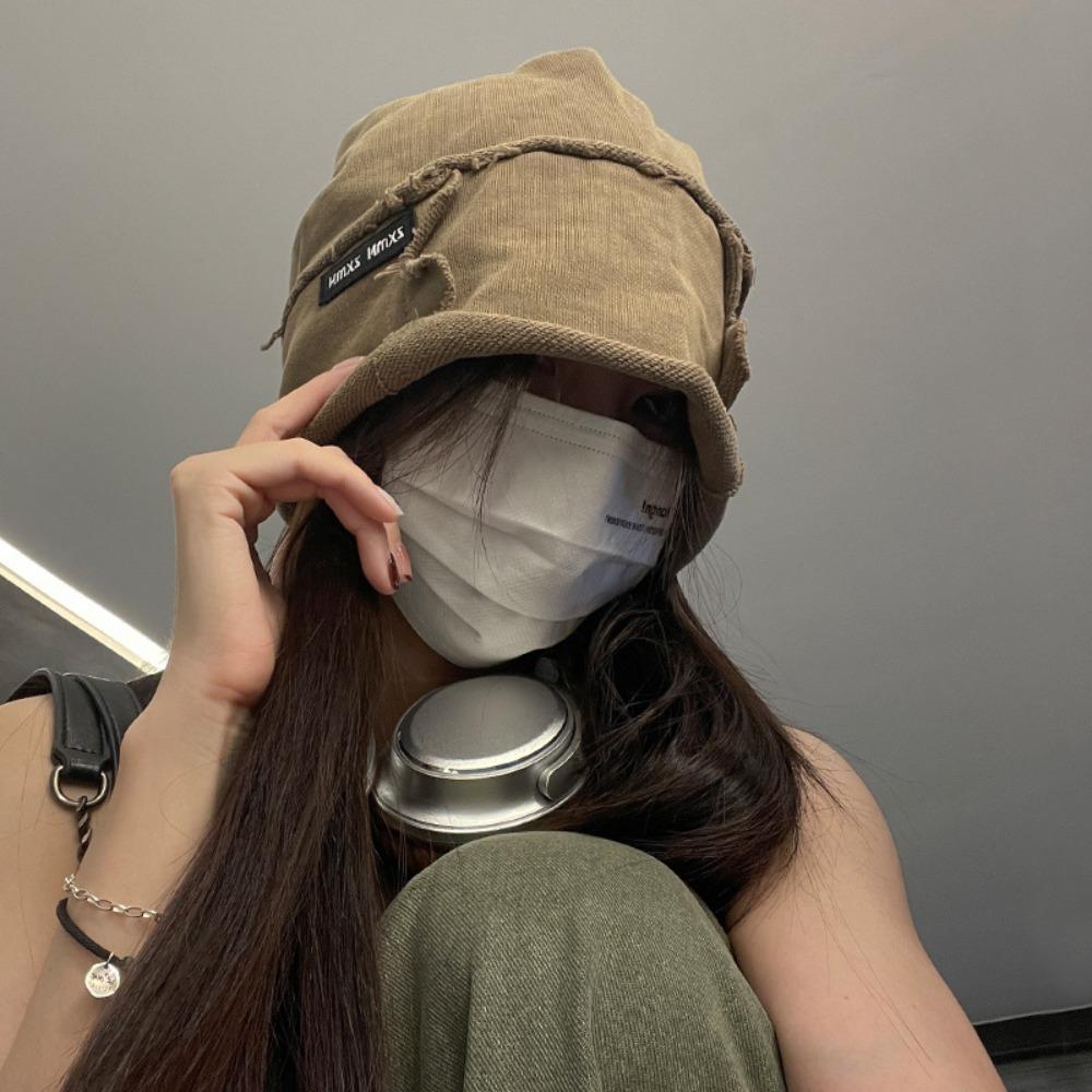 Solid Color Bonnet Hat Thickened Washed Bowler Hat Fashion Beanie Cap Women Men