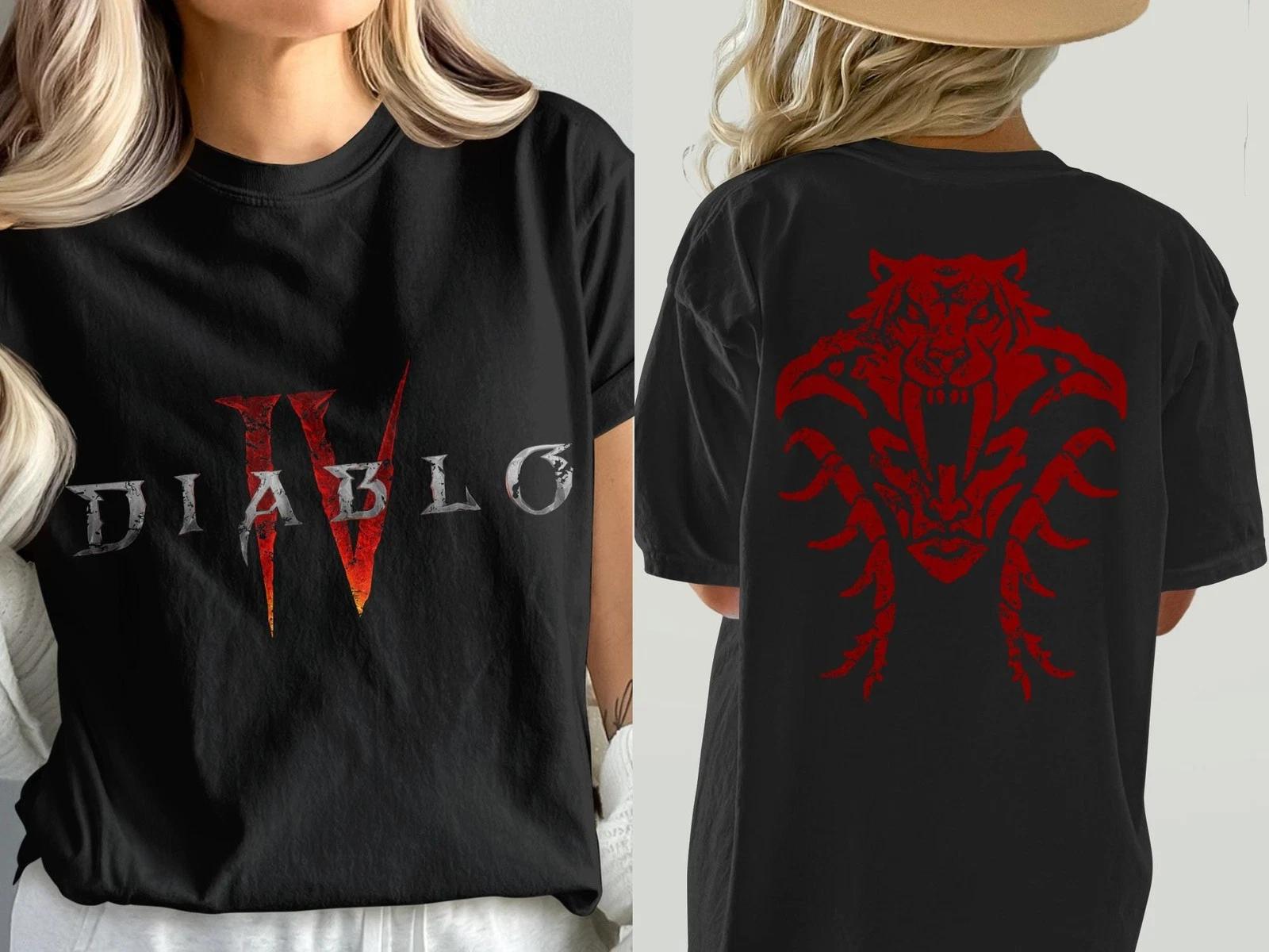 Diablo 4 T-Shirt Spiritborn Distressed Front Back Print Gaming Merch Tee L