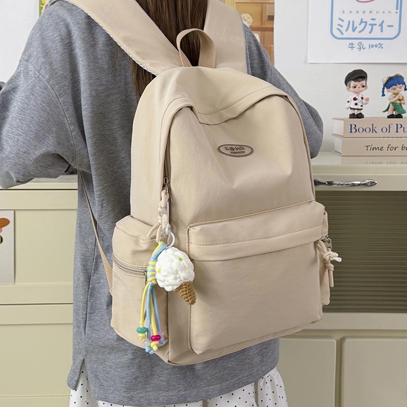 Schoolbag Solid Color Girl Backpack Schoolbag 1011 New Large-capacity Middle and High School Student Campus Backpack High Value and Simple