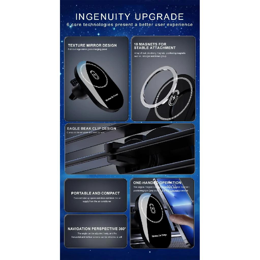 Upgradsed 30W Magnetic Car Wireless Chargers Air Vent Phone Holder for iPhone15 14 13 12 Pro Max Mini Car Fast Charging Station