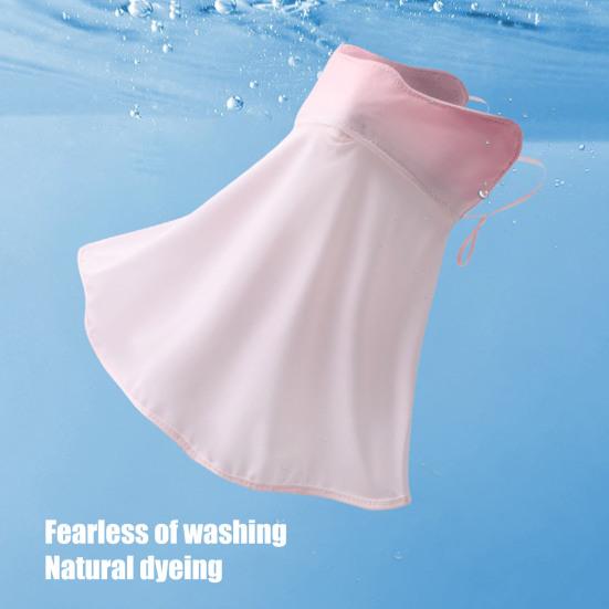 Ice Silk Sunscreen Face Guard, Three-Dimensional Tailoring Face Protector, Gradient Color Neck Clavicle UV Shield with Ear Loop, for Hiking, Fishing