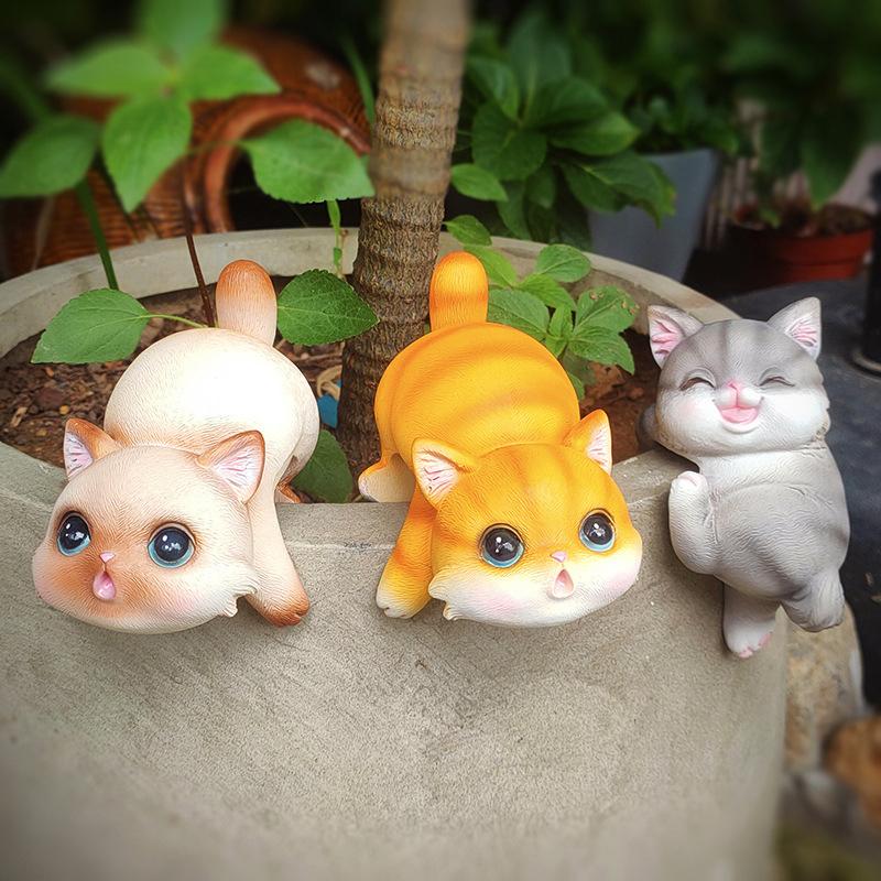 Cat Flower Pot Huggers For Flower Pots, Cute Plant Pot Hanger Ornaments, Funny Plant Decorations For Pots, Resin Cat Figurines