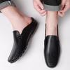 Fashion Casual Outdoor Mules Walking Shoes Lightweight Male Comfortable Loafers Men Casual Half Drag Men's Genuine Leather Slip-On Flats