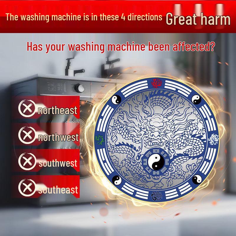 

Water-Repellent Metal Bagua Sticker for Phones & Appliances - Five Emperors Coins & Azure Dragon Design for Wealth & Fortune