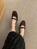 French One-word with Flat Mary Jane Shoes, Spring and Autumn 2025, Korean New Version, Shallow Mouth Small Fragrant Wind, Shallow Mouth Single Shoes