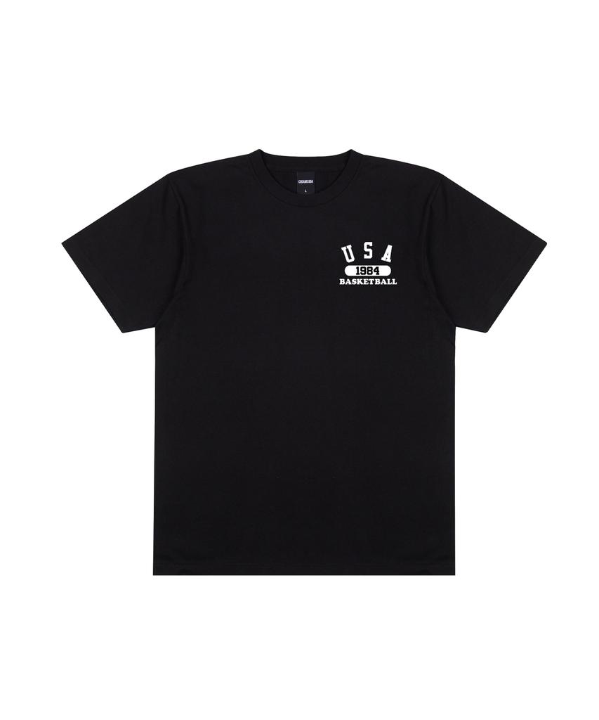 CREAM SODA LAB [2Pack] Usa Basketball Small Logo Short Sleeve T-Shirt Black (White) White (Black)