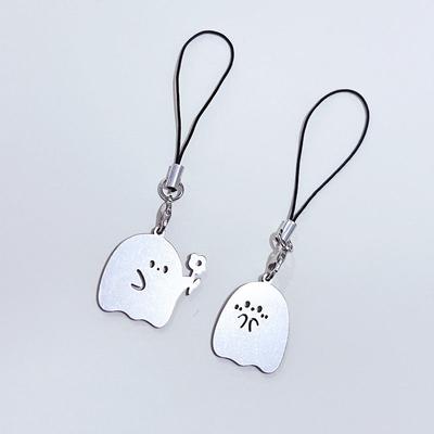 S 1 Stück Metall Anime Geisterblumen Liebhaber Handyanhänger Niedliche Cartoon Schlüsselanhänger Band Lanyard Halloween Geschenk