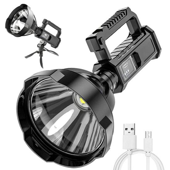 USB Rechargeable Searchlight High-Lumen Handheld Flashlight with Tripod Stand Waterproof Shockproof Outdoor
